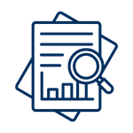 Survey readiness icon of a survey with a magnifying glass